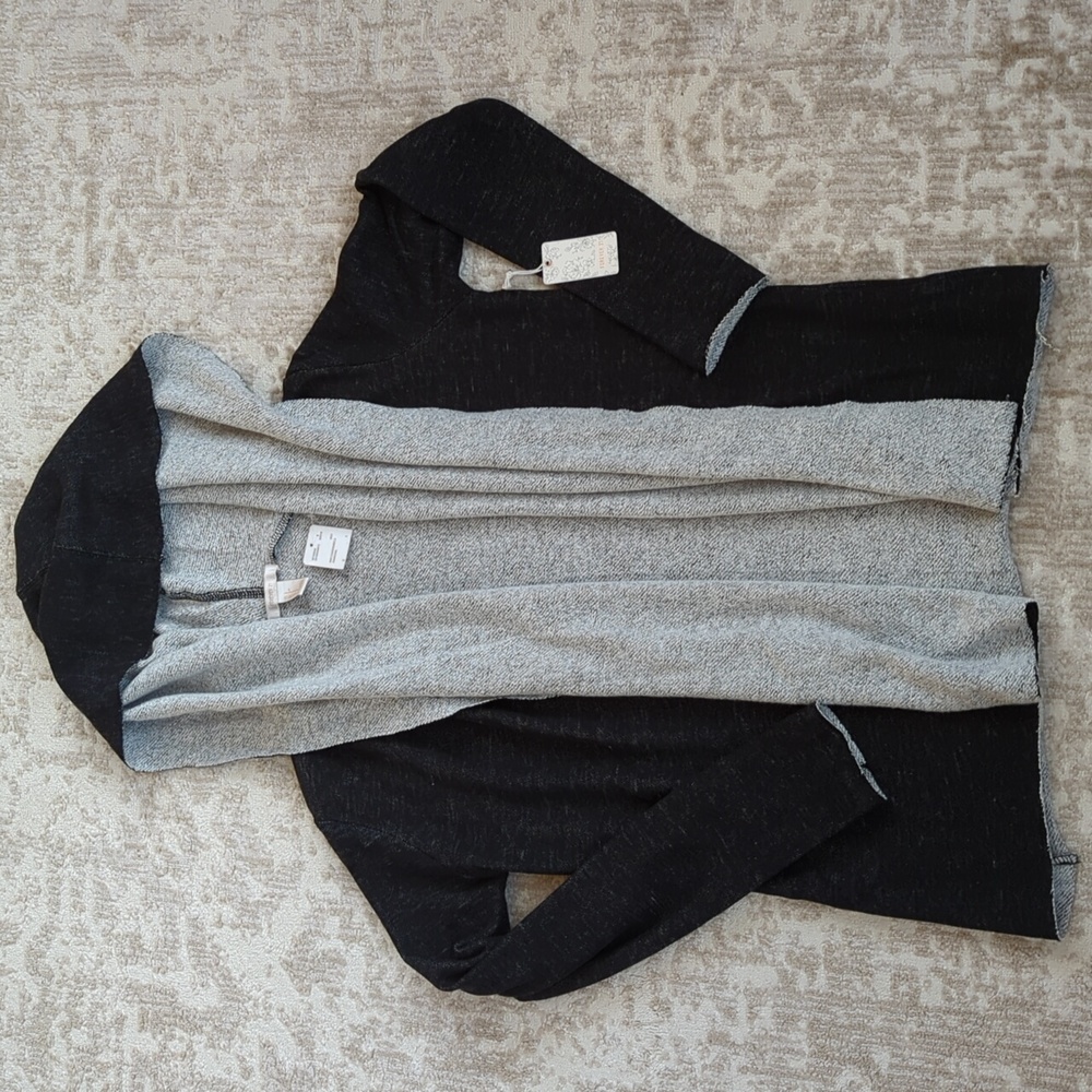 NWT Forever 21 Oversized Knit Hooded LS Cardigan Sweater S Charcoal Y2K